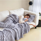 Soft Velvet Rabbit Fur Blanket – Thick & Warm Throw