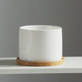 Minimalist Ceramic Flower Pot with Bamboo Stand