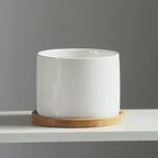 Minimalist Ceramic Flower Pot with Bamboo Stand