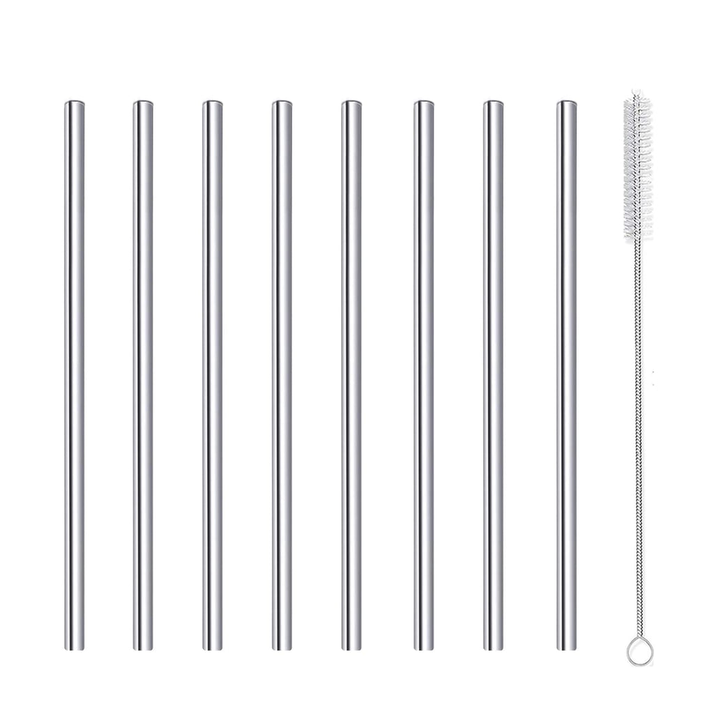 Mini Cocktail Straws Short Small Straw Reusable Metal Stainless Steel Bar Drinking Straws Set with Cleaner Brush for Cocktails Rock Gin Glass Coffee Mason Jar Tumblers Fruit Juice Silver 8 Pcs