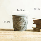 Vintage African Element Flower Pot - Garden Art Vase