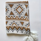 Bohemian Knitted Jacquard Tassel Throw Blanket