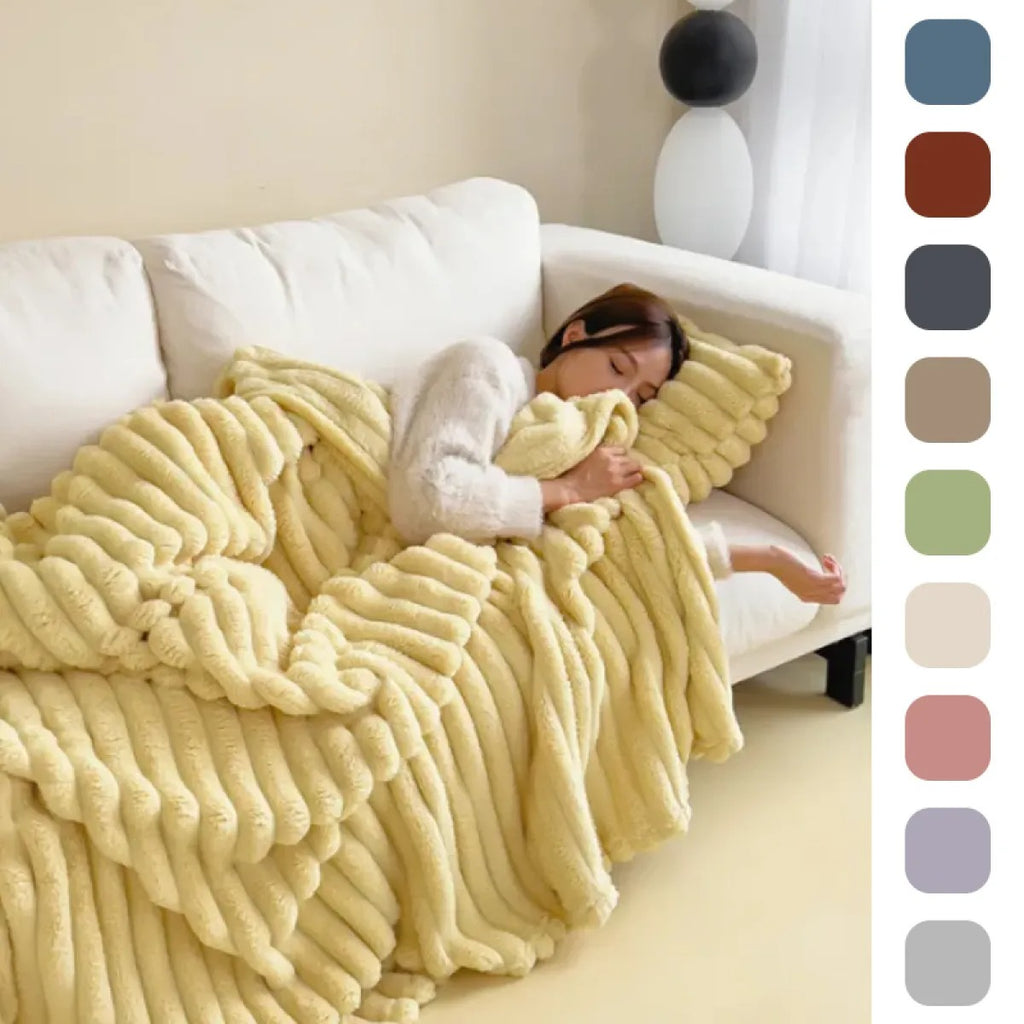 Soft Velvet Rabbit Fur Blanket – Thick & Warm Throw