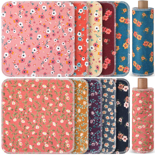 50 Pcs Reusable Paper Towels Paperless Towels Reusable Cotton Cloths Reusable Toilet Absorbent Washable Paper Towels with Roll Kitchen Dishcloth for Kitchen Paperless Dishcloths (Vintage)
