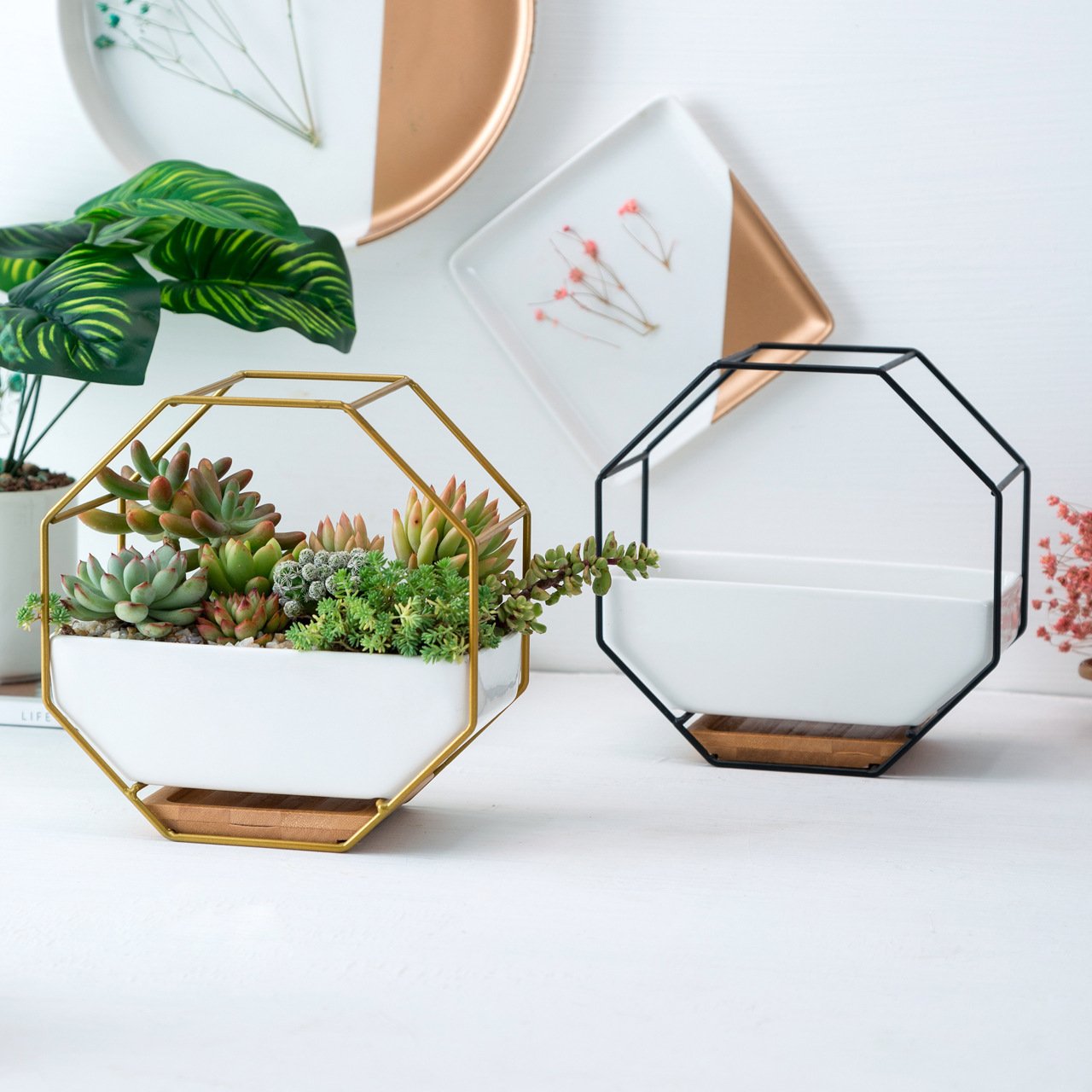Nordic Minimalist Geometric Wrought Iron Flower Pot Set