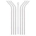 Stainless Steel Reusable Straws 10.5-inches Curved Metal Straw for Drinking Hot and Cold Beverages Set of 6 Metal Straws Cleaning Brush Included - Simply Green Solutions